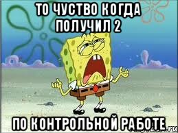 То чуство когда получил 2 по контрольной работе, Мем Спанч Боб плачет