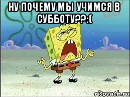 Ну почему мы учимся в субботу??:( , Мем Спанч Боб плачет