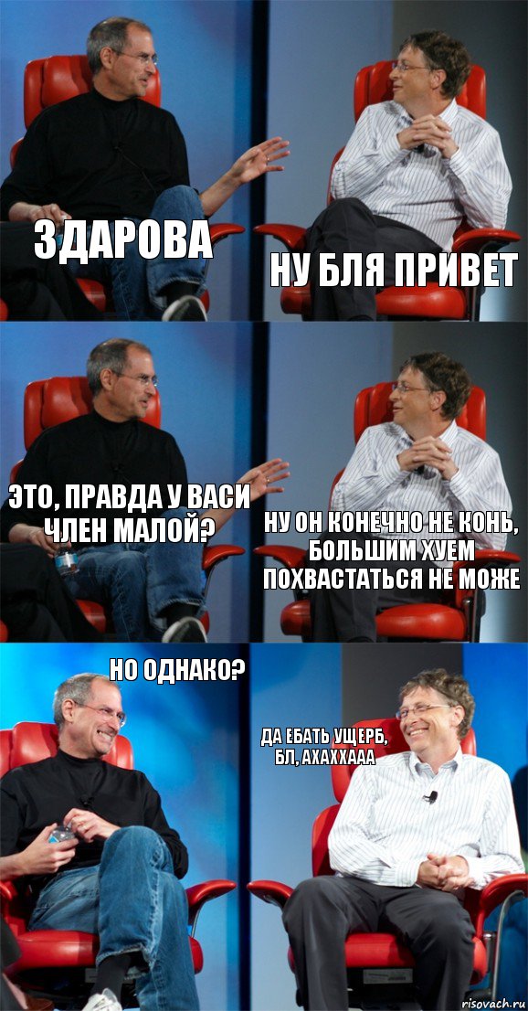 Здарова НУ бля привет Это, правда у Васи член малой? Ну он конечно не конь, большим хуем похвастаться не може Но однако? ДА ебать ущерб, бл, ахаххааа, Комикс Стив Джобс и Билл Гейтс (6 зон)