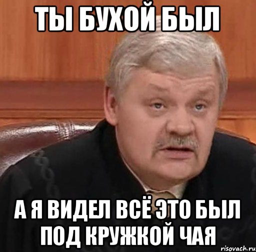 Ты бухой был а я видел всё это был под кружкой чая, Мем Судья