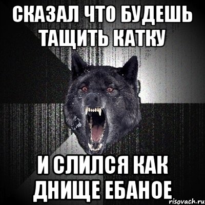 Сказал что будешь тащить катку и слился как днище ебаное, Мем Сумасшедший волк