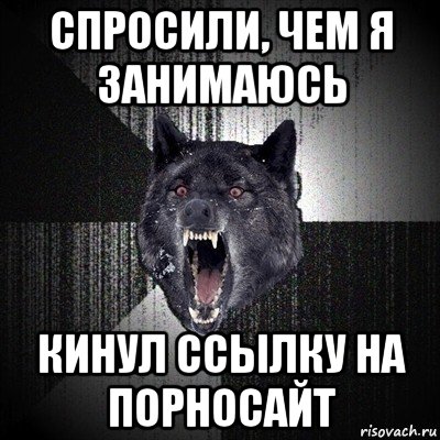 спросили, чем я занимаюсь кинул ссылку на порносайт, Мем Сумасшедший волк