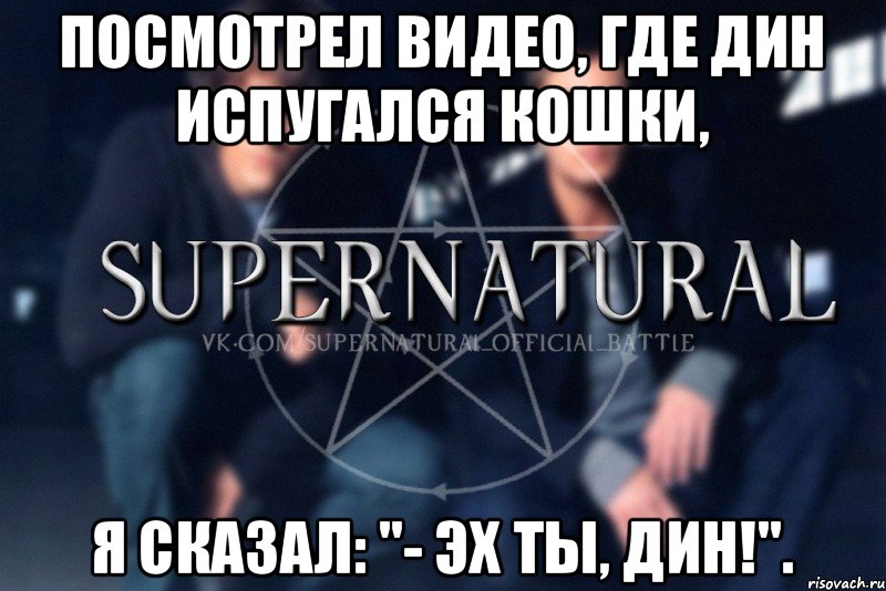 Посмотрел видео, где Дин испугался кошки, Я сказал: "- Эх ты, Дин!"., Мем  Supernatural