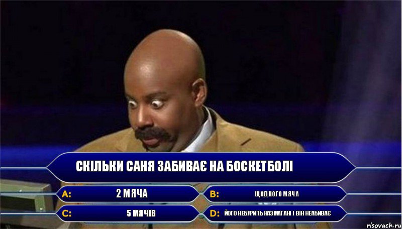 скільки саня забиває на боскетболі 2 мяча 5 мячів щодного мяча його небурить назмагані і він неабиває, Комикс      Кто хочет стать миллионером