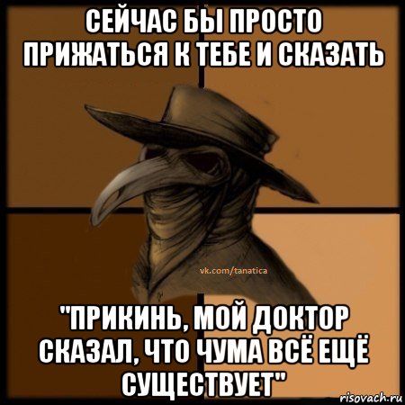 сейчас бы просто прижаться к тебе и сказать "прикинь, мой доктор сказал, что чума всё ещё существует", Мем  Чума