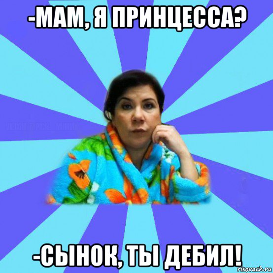 -мам, я принцесса? -сынок, ты дебил!, Мем типичная мама