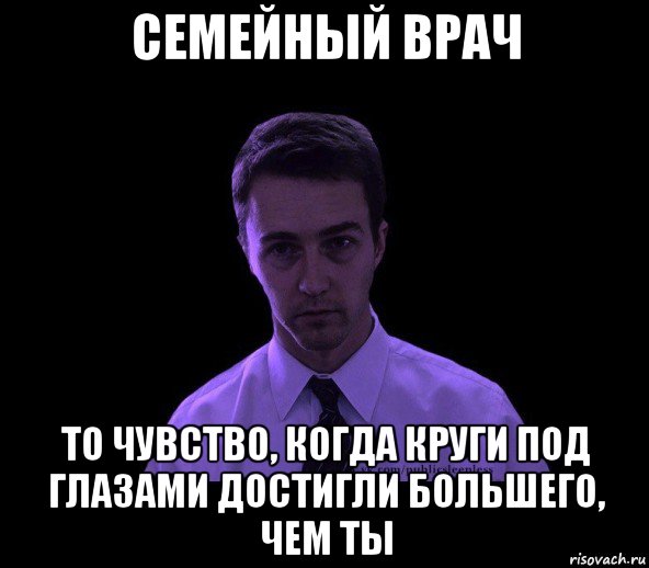 семейный врач то чувство, когда круги под глазами достигли большего, чем ты, Мем типичный недосыпающий