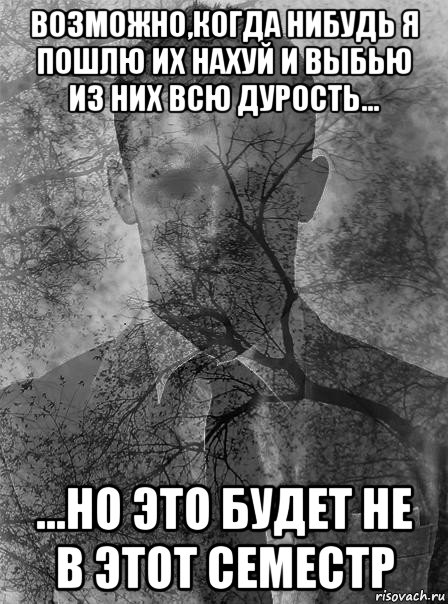 возможно,когда нибудь я пошлю их нахуй и выбью из них всю дурость... ...но это будет не в этот семестр, Мем типичный человек безысходность