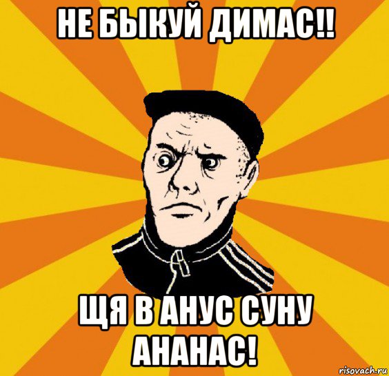 не быкуй димас!! щя в анус суну ананас!