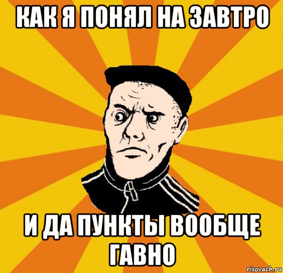 как я понял на завтро и да пункты вообще гавно, Мем Типовий Титушка