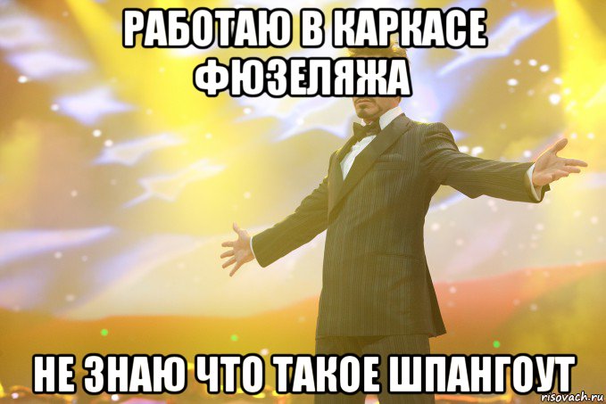 работаю в каркасе фюзеляжа не знаю что такое шпангоут, Мем Тони Старк (Роберт Дауни младший)