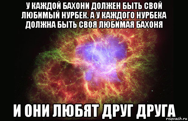 у каждой бахони должен быть свой любимый нурбек. а у каждого нурбека должна быть своя любимая бахоня и они любят друг друга, Мем Туманность