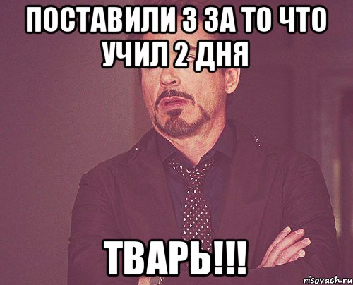 Поставили 3 за то что учил 2 дня Тварь!!!, Мем твое выражение лица