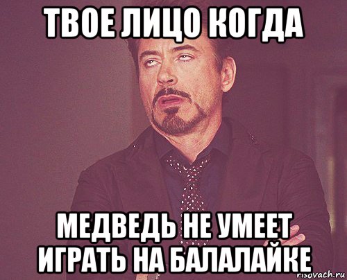 твое лицо когда медведь не умеет играть на балалайке, Мем твое выражение лица