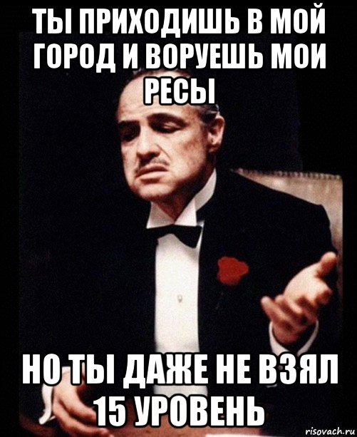 ты приходишь в мой город и воруешь мои ресы но ты даже не взял 15 уровень, Мем ты делаешь это без уважения