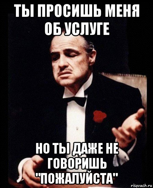 ты просишь меня об услуге но ты даже не говоришь "пожалуйста", Мем ты делаешь это без уважения