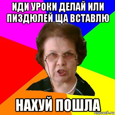 Иди уроки делай или пиздюлей ща вставлю Нахуй пошла, Мем Типичная училка