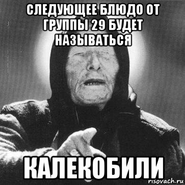 следующее блюдо от группы 29 будет называться калекобили, Мем Ванга