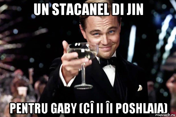 un stacanel di jin pentru gaby (cî ii îi poshlaia), Мем Великий Гэтсби (бокал за тех)