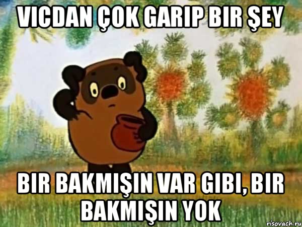 vicdan çok garip bir şey bir bakmışın var gibi, bir bakmışın yok, Мем Винни пух чешет затылок