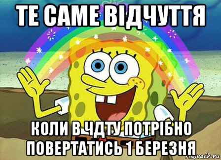 те саме відчуття коли в чдту потрібно повертатись 1 березня, Мем Воображение (Спанч Боб)