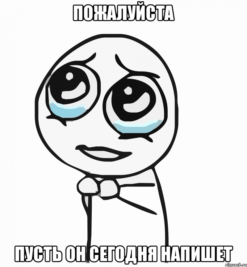 пожалуйста пусть он сегодня напишет, Мем  ну пожалуйста (please)