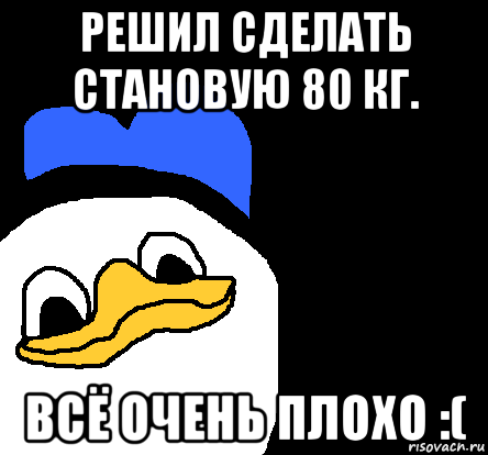 решил сделать становую 80 кг. всё очень плохо :(, Мем ВСЕ ОЧЕНЬ ПЛОХО