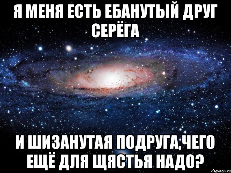 Я меня есть ебанутый друг серёга И шизанутая подруга,чего ещё для щястья надо?, Мем Вселенная