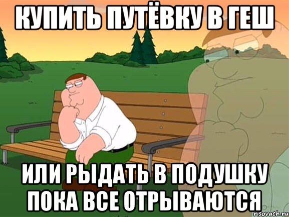 Купить путёвку в Геш Или рыдать в подушку пока все отрываются, Мем Задумчивый Гриффин