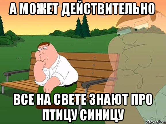 а может действительно все на свете знают про птицу синицу, Мем Задумчивый Гриффин