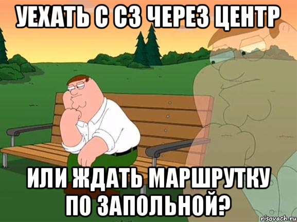 уехать с сз через центр или ждать маршрутку по запольной?, Мем Задумчивый Гриффин