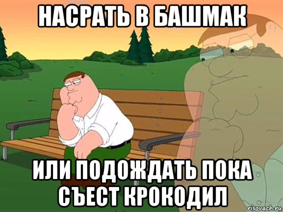 насрать в башмак или подождать пока съест крокодил, Мем Задумчивый Гриффин