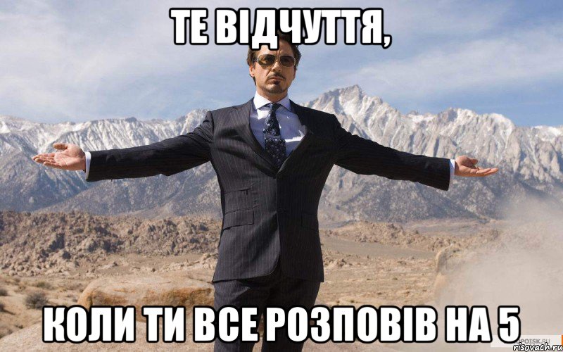 Те відчуття, коли ти все розповів на 5, Мем железный человек