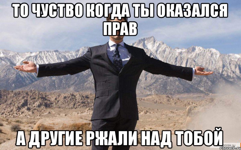 то чуство когда ты оказался прав а другие ржали над тобой, Мем железный человек