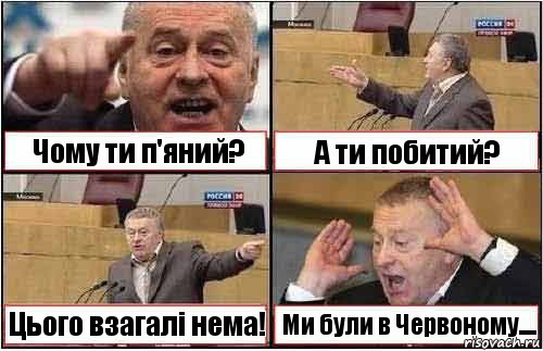 Чому ти п'яний? А ти побитий? Цього взагалі нема! Ми були в Червоному...., Комикс жиреновский