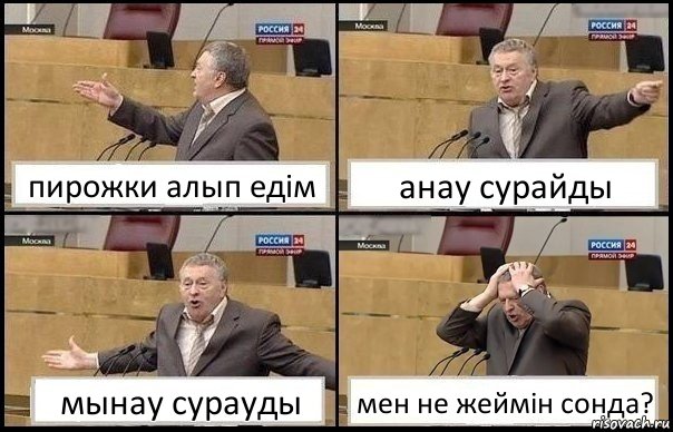 пирожки алып едім анау сурайды мынау сурауды мен не жеймін сонда?, Комикс Жирик в шоке хватается за голову