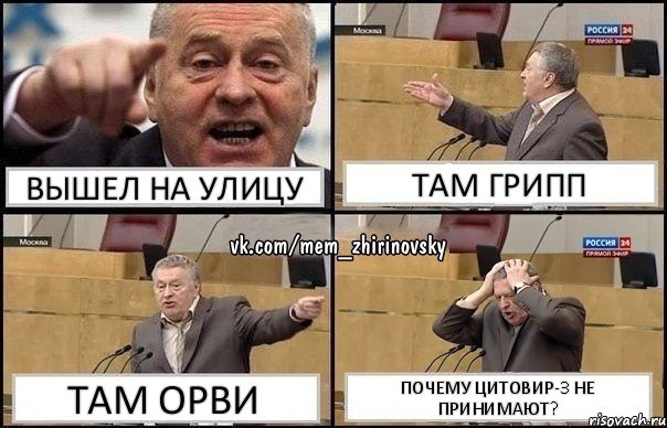 Вышел на улицу Там ГРИПП Там ОРВИ Почему ЦИТОВИР-3 НЕ ПРИНИМАЮТ?, Комикс Жирик