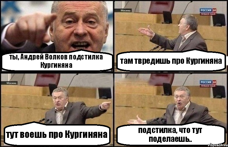 ты, Андрей Волков подстилка Кургиняна там твредишь про Кургиняна тут воешь про Кургиняна подстилка, что тут поделаешь.., Комикс Жириновский