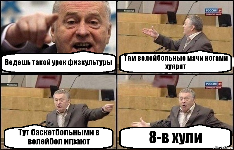 Ведешь такой урок физкультуры Там волейбольные мячи ногами хуярят Тут баскетбольными в волейбол играют 8-в хули, Комикс Жириновский