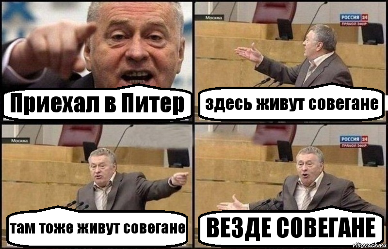 Приехал в Питер здесь живут совегане там тоже живут совегане ВЕЗДЕ СОВЕГАНЕ, Комикс Жириновский