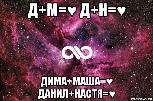 д+м=♥ д+н=♥ дима+маша=♥ данил+настя=♥, Мем офигенно