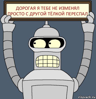 Дорогая я тебе не изменял просто с другой тёлкой переспал, Комикс Бендер с плакатом