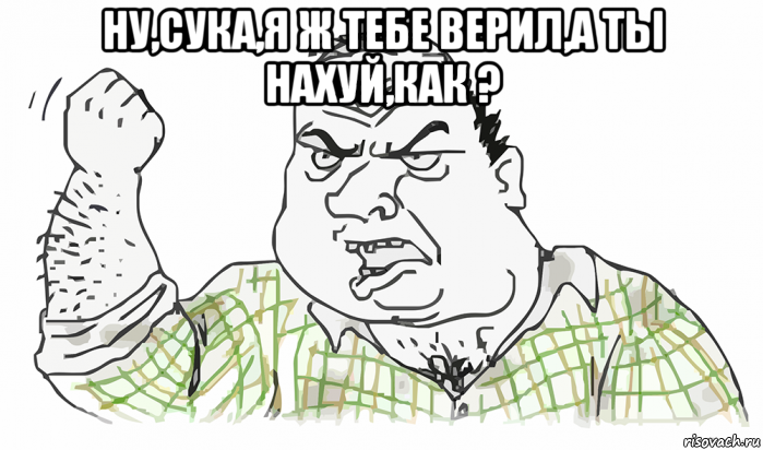 ну,сука,я ж тебе верил,а ты нахуй,как ? , Мем Будь мужиком