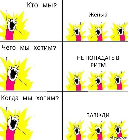 Женькі Не попадать в ритм Завжди, Комикс Что мы хотим