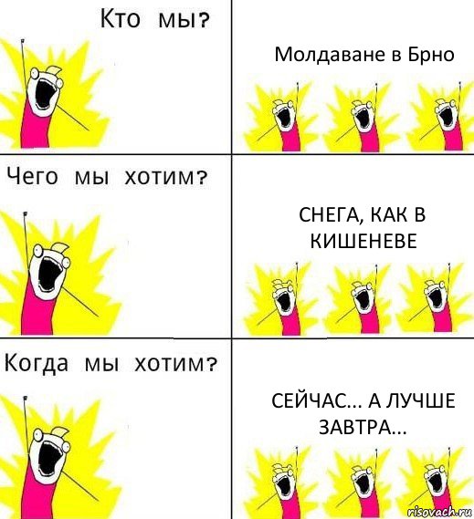 Молдаване в Брно Снега, как в Кишеневе Сейчас... А лучше завтра..., Комикс Что мы хотим