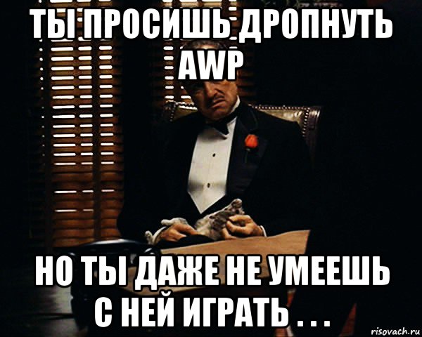 ты просишь дропнуть awp но ты даже не умеешь с ней играть . . ., Мем Дон Вито Корлеоне