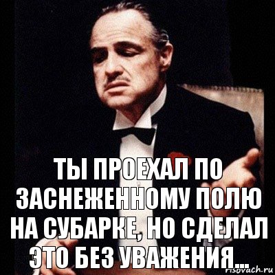 Ты проехал по заснеженному полю на субарке, но сделал это без уважения..., Комикс Дон Вито Корлеоне 1