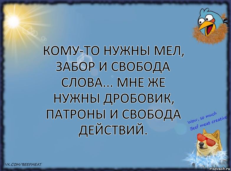 Кому-то нужны мел, забор и свобода слова... Мне же нужны дробовик, патроны и свобода действий., Комикс ФОН