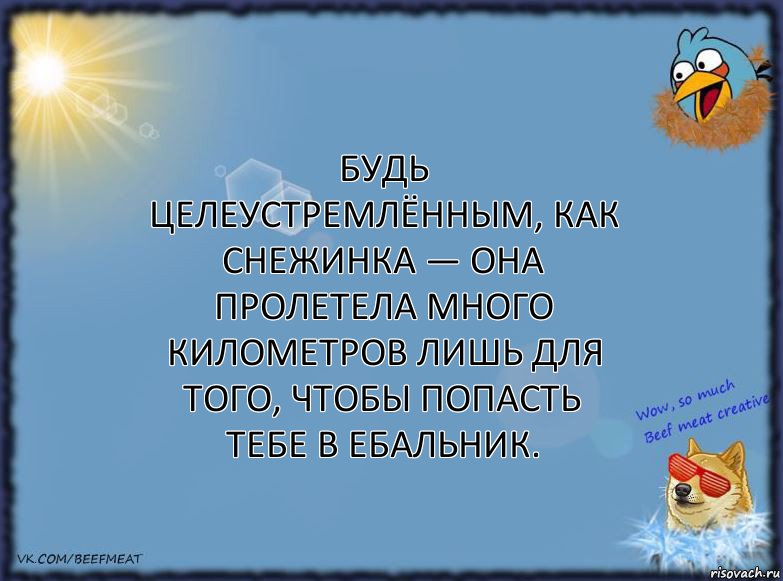 Будь целеустремлённым, как снежинка — она пролетела много километров лишь для того, чтобы попасть тебе в ебальник., Комикс ФОН