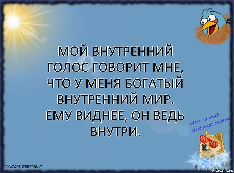 Мой внутренний голос говорит мне, что у меня богатый внутренний мир.
Ему виднее, он ведь внутри., Комикс ФОН